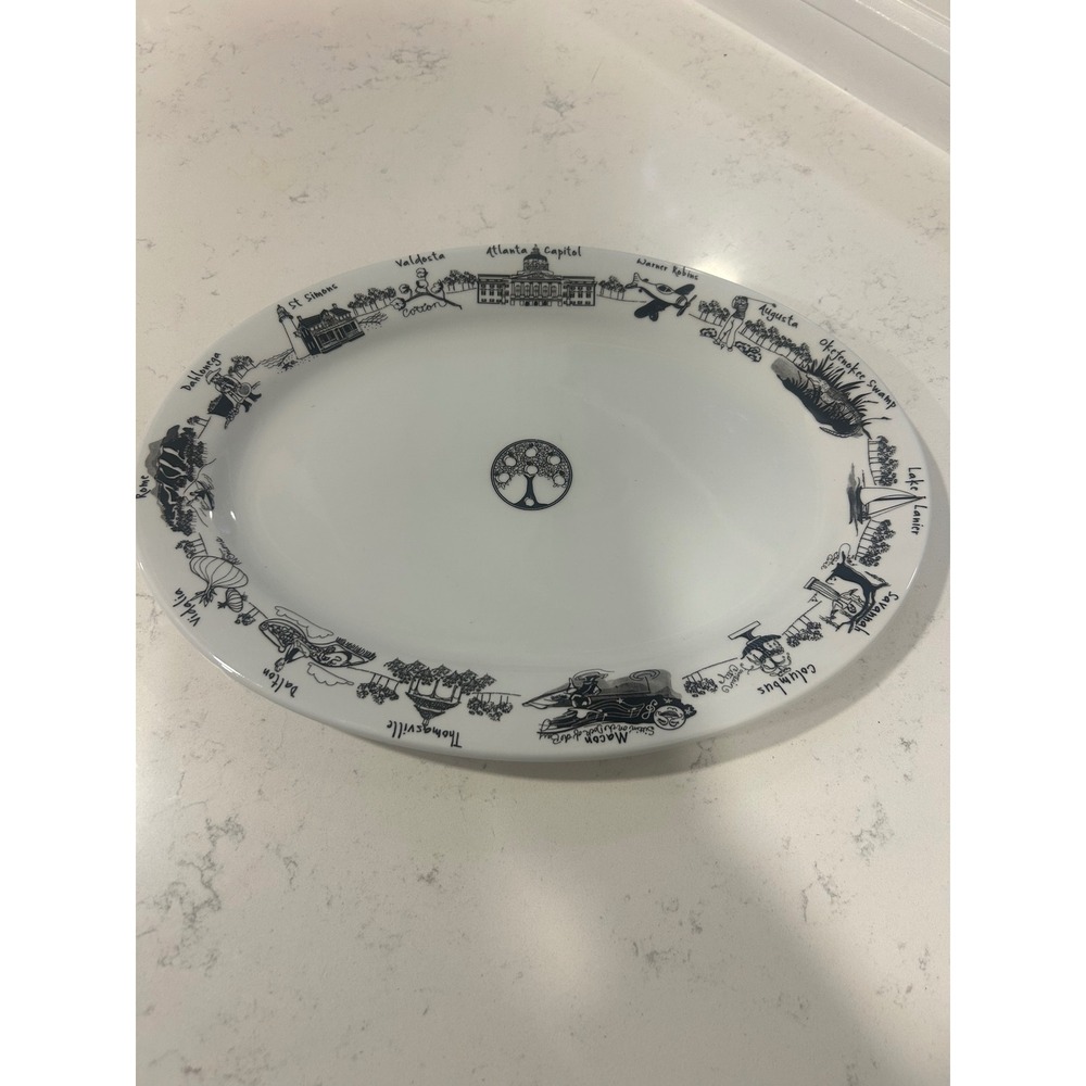Tuxton The Dish Georgia Collection Oval Platter Nancy Jones 12 Inch White Black